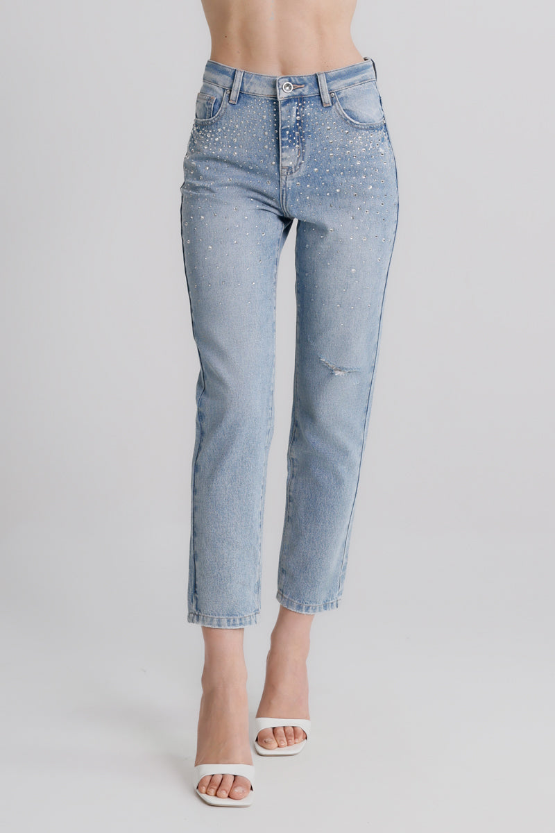 Jeans a gamba dritta con strass Candice MET Jeans