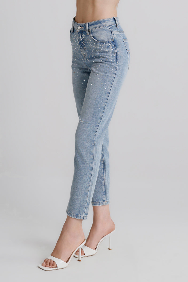 Jeans a gamba dritta con strass Candice MET Jeans