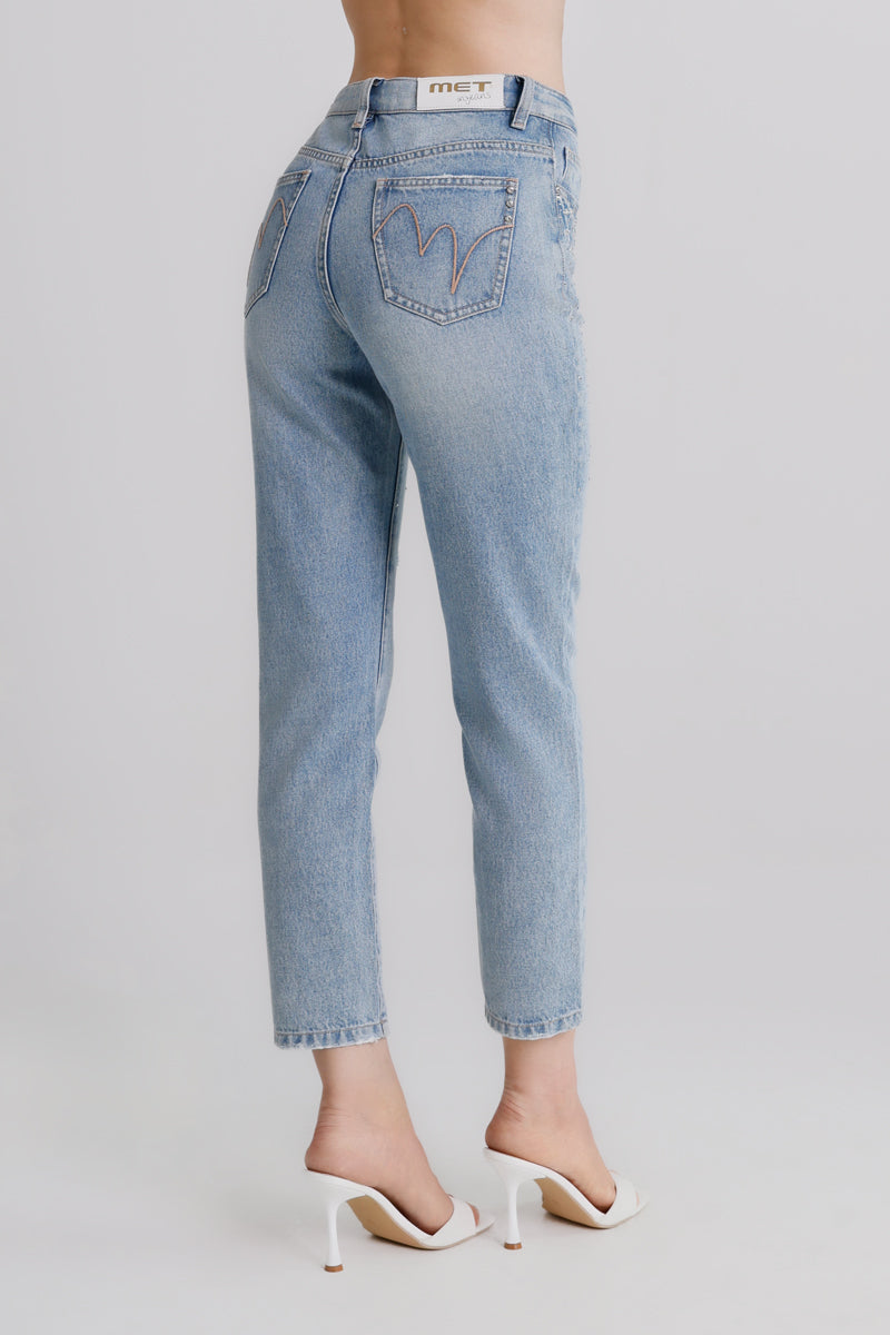 Jeans a gamba dritta con strass Candice MET Jeans