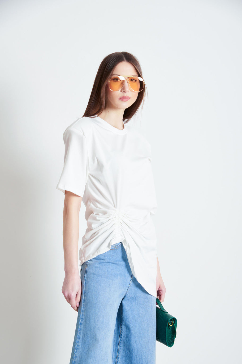 T-shirt arricciata con spalline Ary
