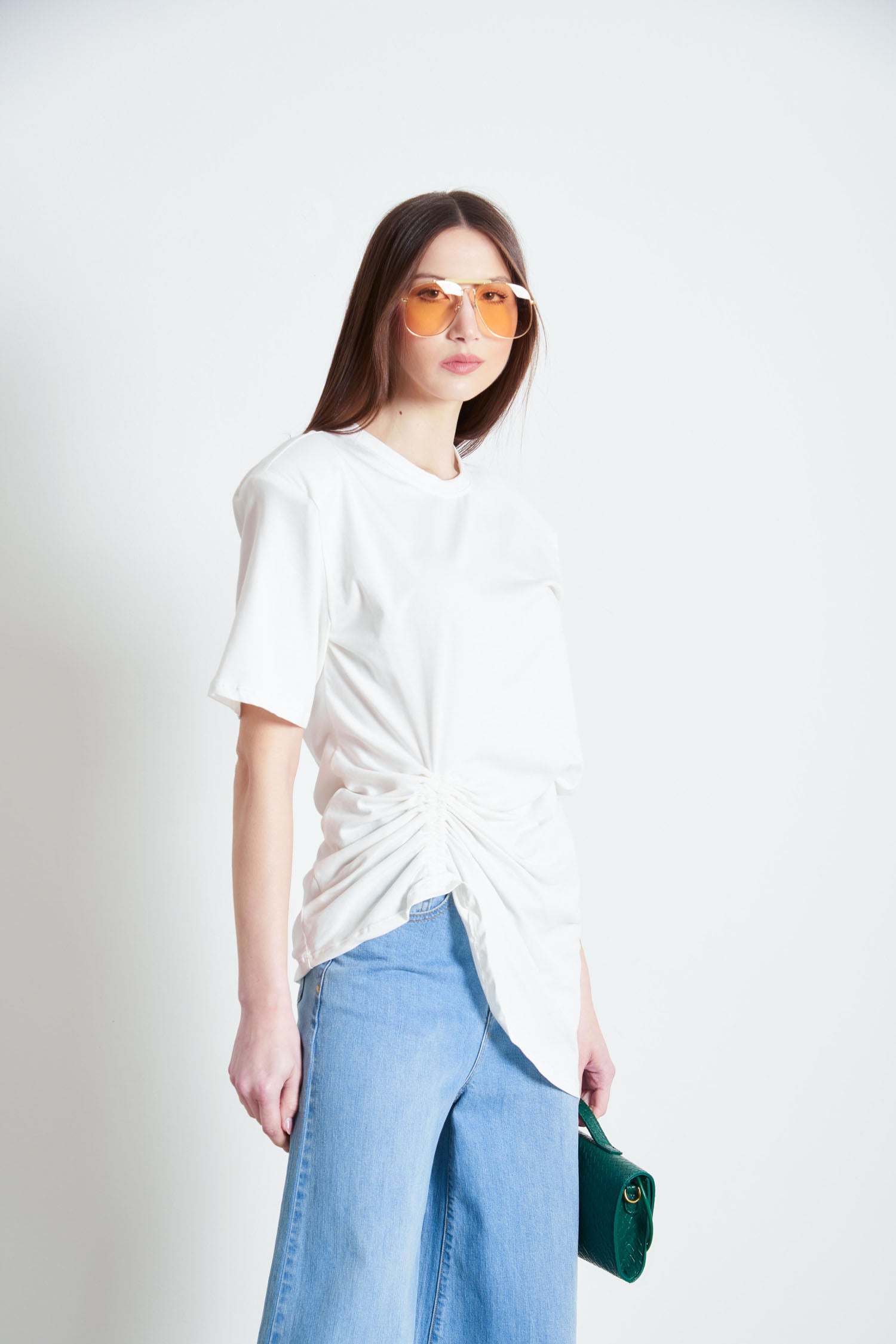 T-shirt arricciata con spalline Ary